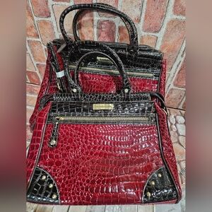 2pc Samantha Brown faux crocodile embossed bag set NWOT